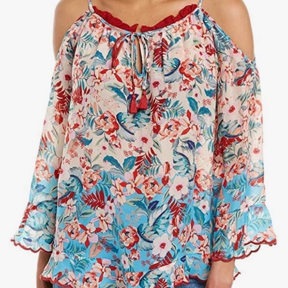 Johnny Was cold shoulder top - Picture 2 of 4